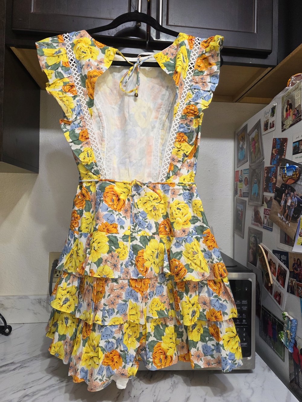 Hello Molly Romper Style Floral Ruffle Tie-Waist Mini Dress  Women Size Medium - Picture 12 of 14
